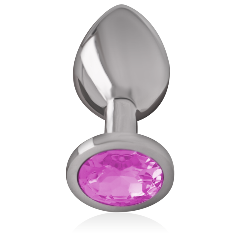 INTENSE - METAL ALUMINUM ANAL PLUG WITH PINK CRYSTAL SIZE S