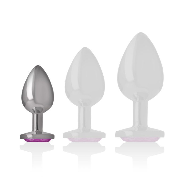 INTENSE - METAL ALUMINUM ANAL PLUG WITH PINK CRYSTAL SIZE S