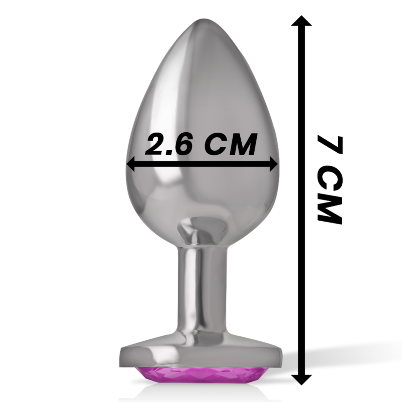 INTENSE - METAL ALUMINUM ANAL PLUG WITH PINK CRYSTAL SIZE S