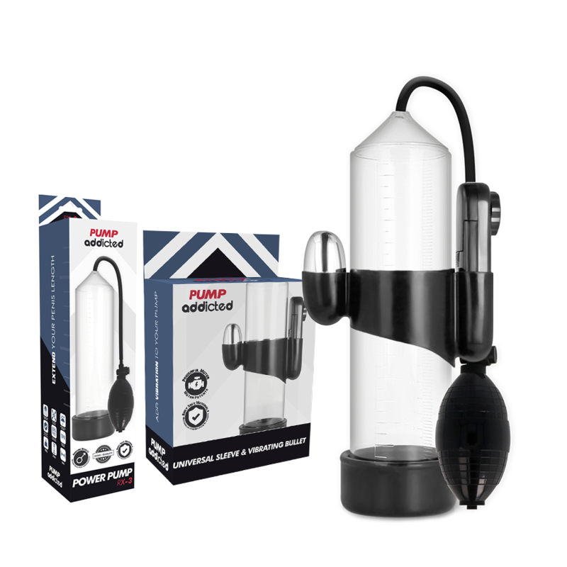 PUMP ADDICTED - RX3 TRANSPARENT ERECTION PUMP WITH VIBRATOR