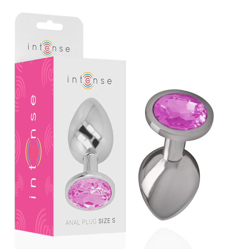 INTENSE - METAL ALUMINUM ANAL PLUG WITH PINK CRYSTAL SIZE S