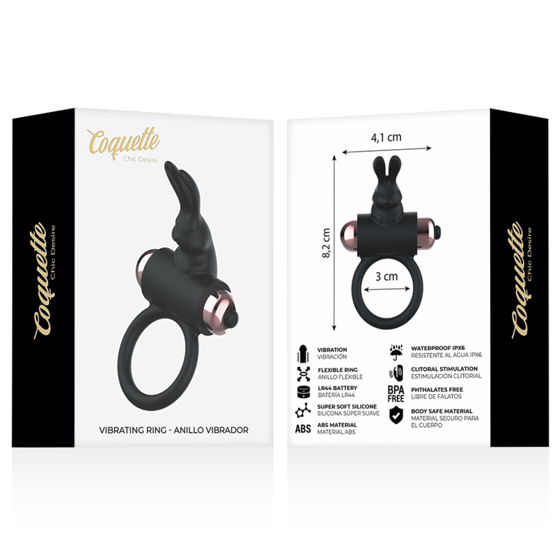 COQUETTE CHIC DESIRE - COCK RING ANNEAU VIBRANT NOIR / OR
