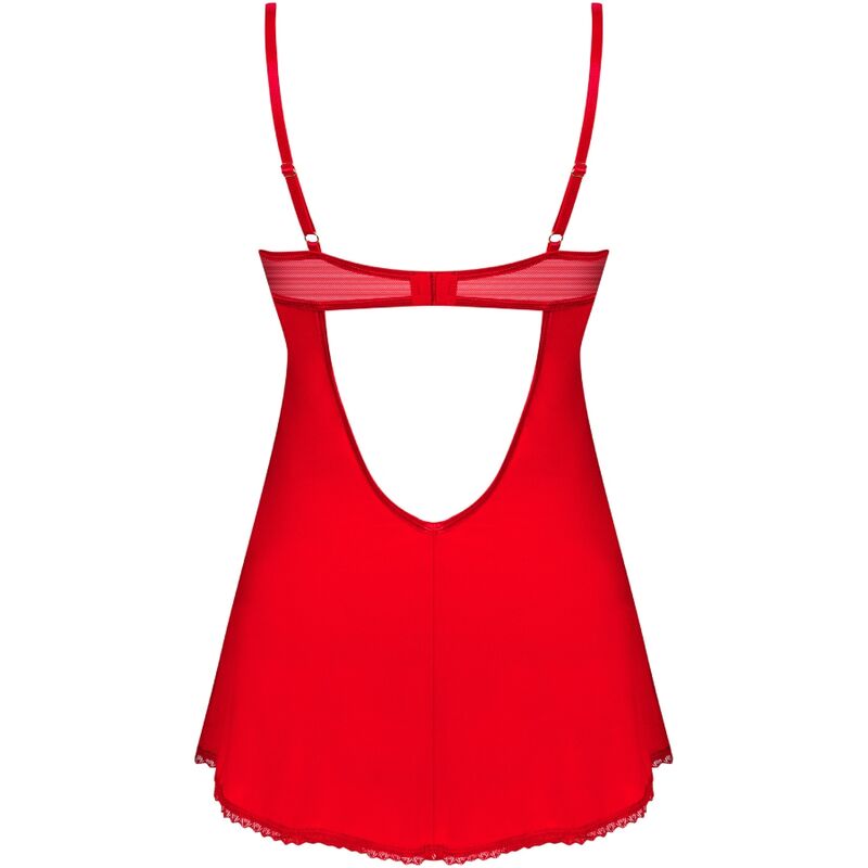OBSESSIVE - INGRIDIA CHEMISE & STRING ROUGE XS/S