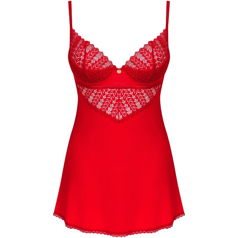 OBSESSIVE - INGRIDIA CHEMISE & STRING ROUGE XS/S