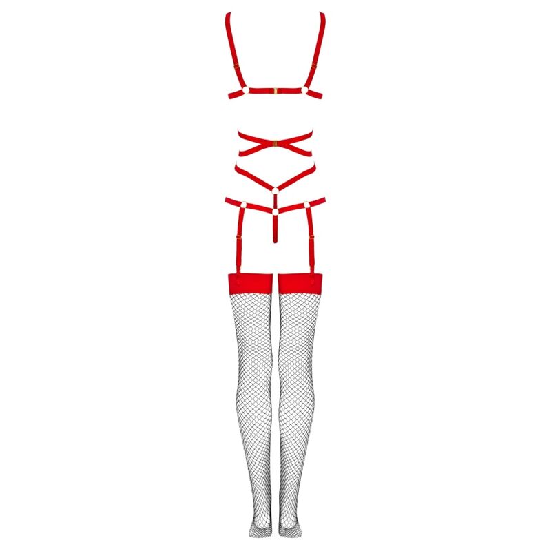 LIVCO CORSETTI FASHION - THIARA LC 20213 SET BODY + RED STOCKINGS S/M