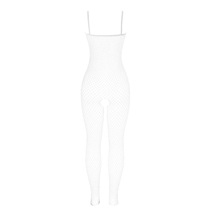 SUBBLIME - 951740 White Fishnet Crotchless Bodystocking with Bows, One Size