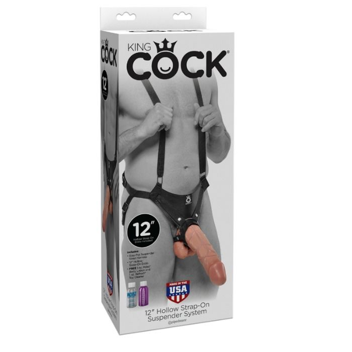 KING COCK - STRAP-ON AVEC GODE CREUX DE 30,5 CM ET SANGLES COULEUR CHAIR