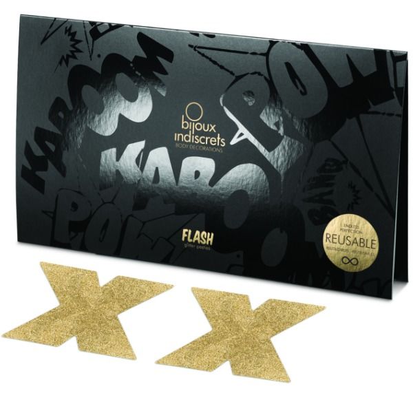 BIJOUX - INDISCRETS FLASH GOLDEN CROSS NIPPLE GUARDS