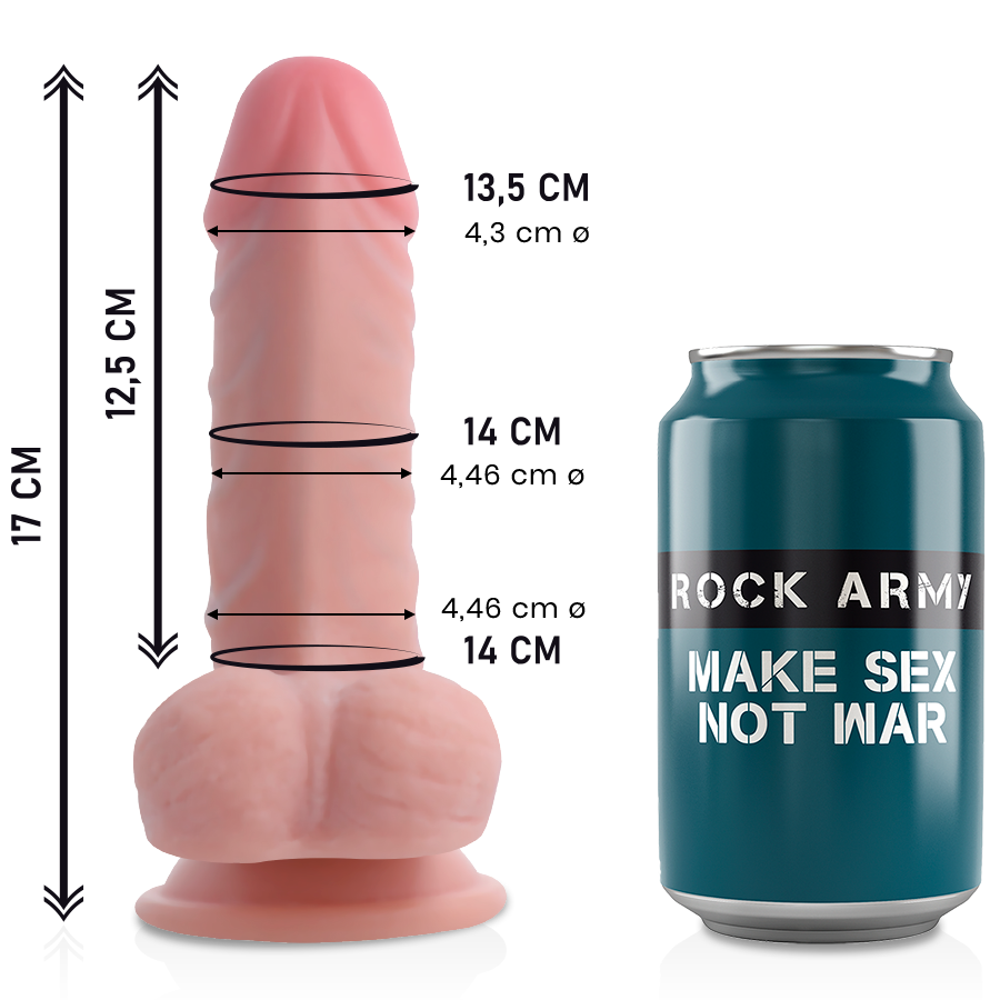 ROCKARMY - DILDO RÉALISTE PANZER DOUBLE DENSITÉ 17 CM -OU- 4,46 CM