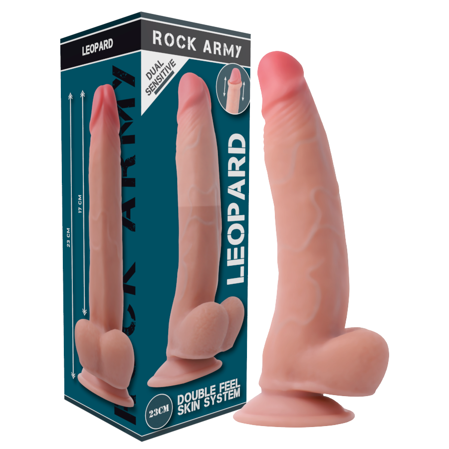 ROCKARMY - DILDO RÉALISTE LÉOPARD DOUBLE DENSITÉ 23 CM -OU- 4,77 CM