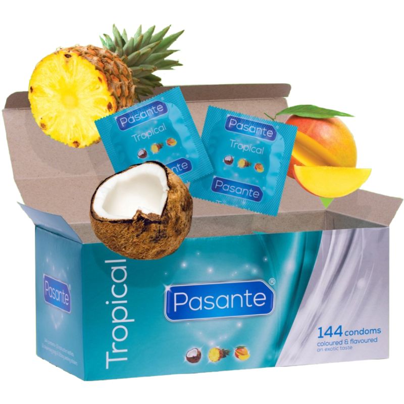PASANTE - PRÉSERVATIFS AU GOÛT TROPICAL 144 UNITÉS