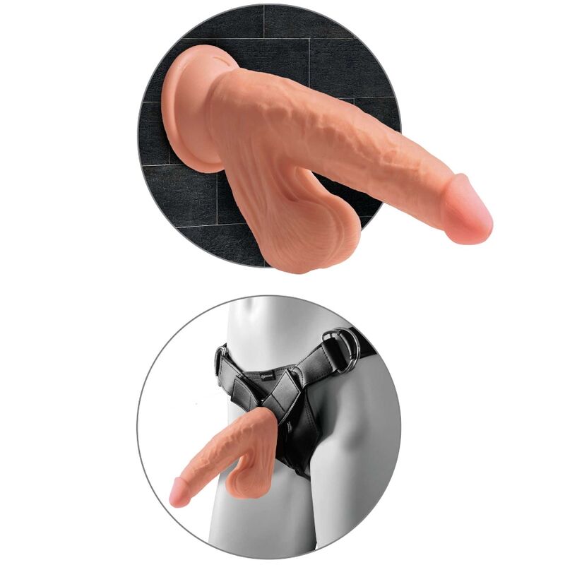 KING COCK - PLUS DILDO 3D AVEC COUILLES BALANCANTES 15,2 CM