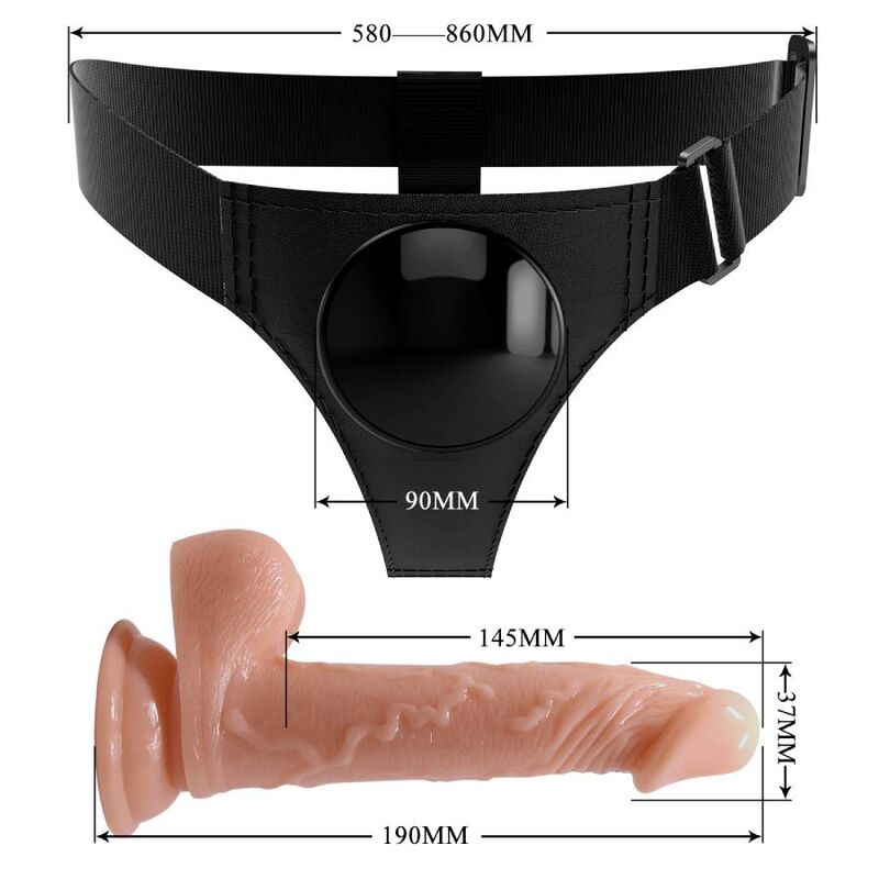PRETTY LOVE - HARNAIS BRIEFS HARNAIS UNIVERSEL AVEC GODE KEVIN 19 CM NATUREL