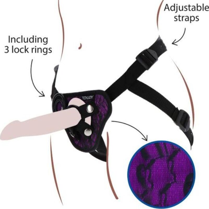 GET REAL - HARNAIS À DENTELLE À STRAP-ON VIOLET