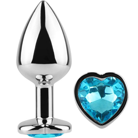 SECRETPLAY - PLUG ANALÉTIQUE EN MÉTAL COEUR BLEU TAILLE S 7 CM