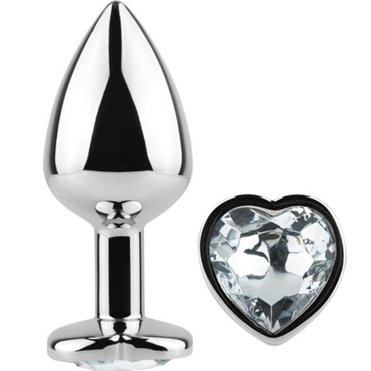 SECRETPLAY - PLUG ANALÉTIQUE EN MÉTAL COEUR TRANSPARENT TAILLE S 7 CM