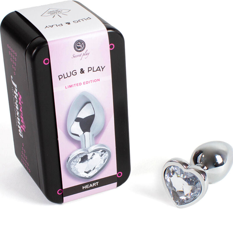 SECRETPLAY - PLUG ANALÉTIQUE EN MÉTAL COEUR TRANSPARENT TAILLE S 7 CM
