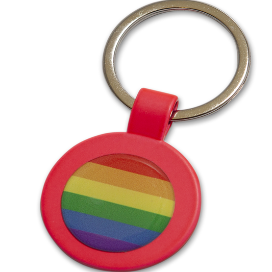 PRIDE - FUSCIA METAL ROUND KEYCHAIN