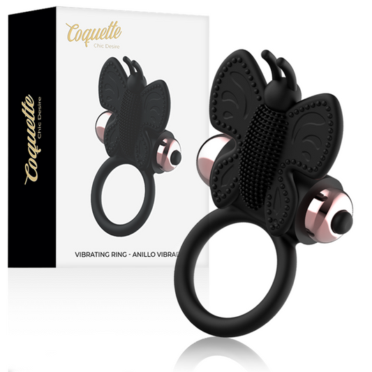 COQUETTE CHIC DESIRE - COCK RING ANNEAU VIBRANT PAPILLON NOIR / OR