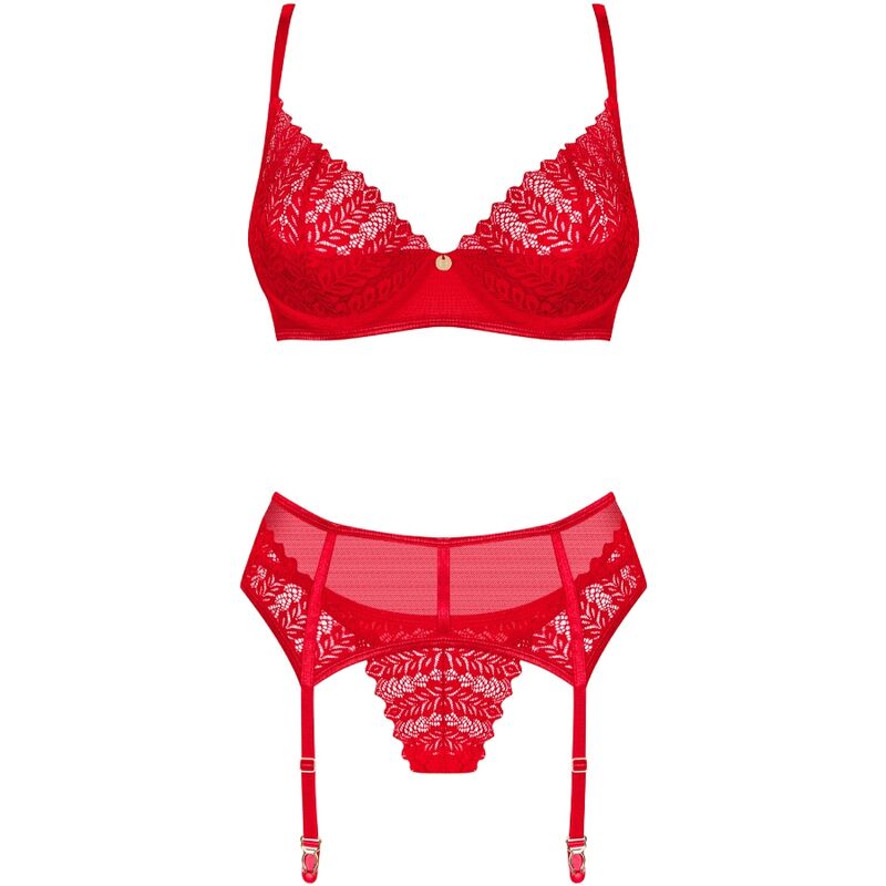 OBSESSIVE - ENSEMBLE DEUX PIÈCES INGRIDIA À ENTREJAMBE OUVERTE ROUGE XL/XXL