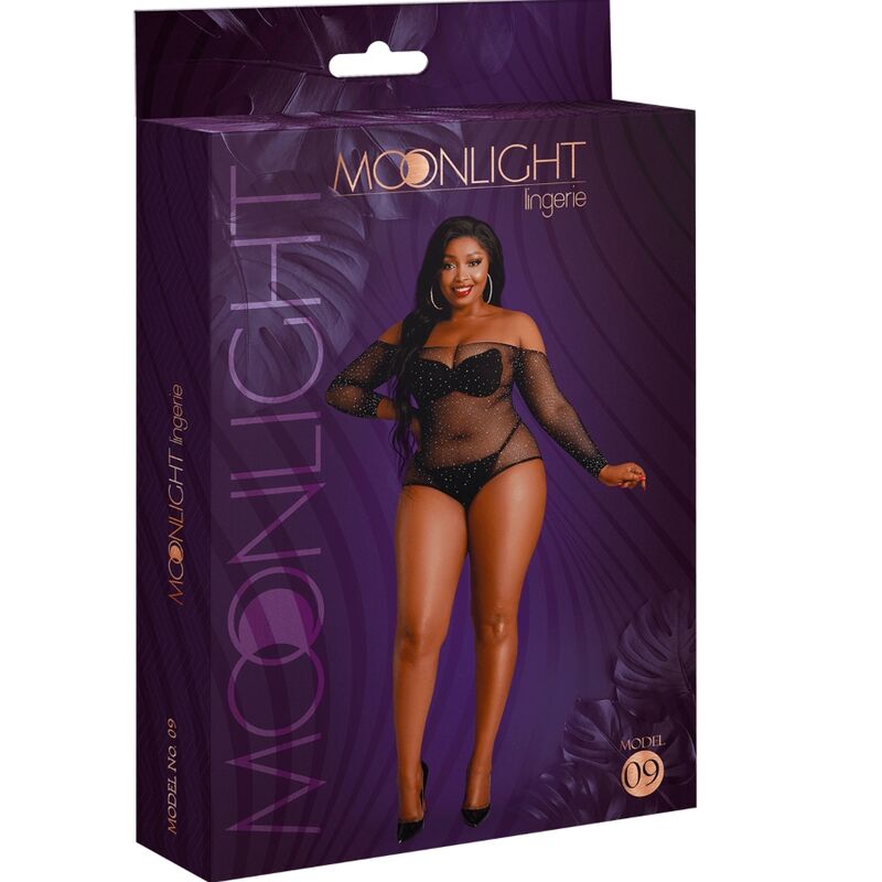 MOONLIGHT - MODÈLE 9 BODY À MANCHES LONGUES NOIR BRILLANT TAILLE UNIQUE / GRANDE TAILLE