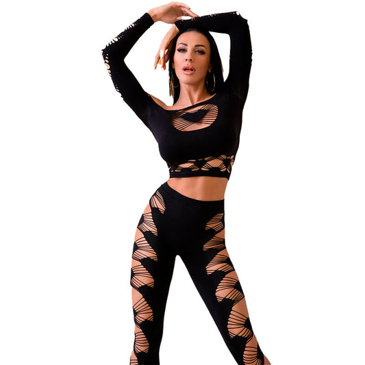 CHILIROSE - CR 4436 TOP &amp; LEGGING NOIR S/L