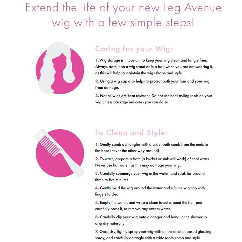 LEG AVENUE - LONG STRAIGHT WIG WITH PINK BANGS
