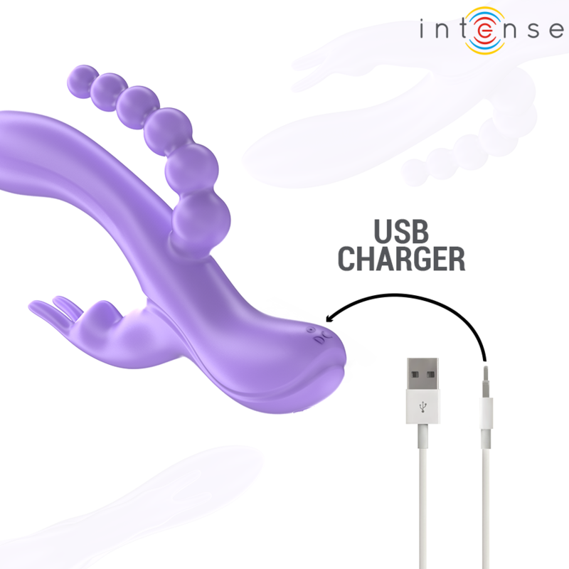 INTENSE - MIKO TRIPLE RABBIT VIBRATOR &amp; STIMULATOR &amp; ANAL 7 VIBRATIONS PURPLE