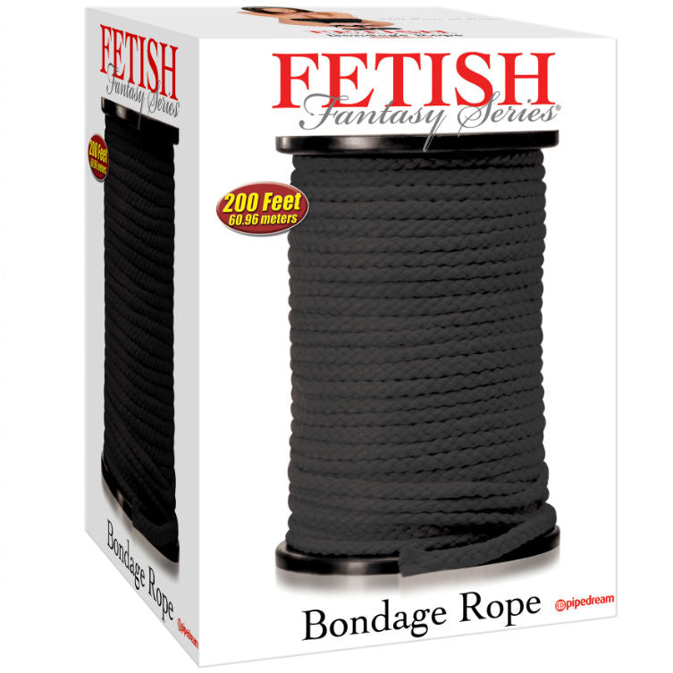 SÉRIE FETISH FANTASY - SÉRIE BONDAGE EN CORDE DE SOIE NOIRE 60,96 MÈTRES