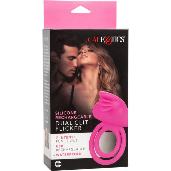 CALEXOTICS - DOUBLE ANNEAU VIBRANT DOUBLE AMÉLIORATEUR DE CLITO EN SILICONE ROSE